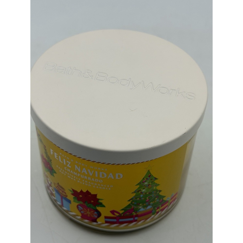 Bath & Body Works Feliz Navidad Champurrado 3 Wick Candle 14.5 oz Discontinued - Picture 3 of 6